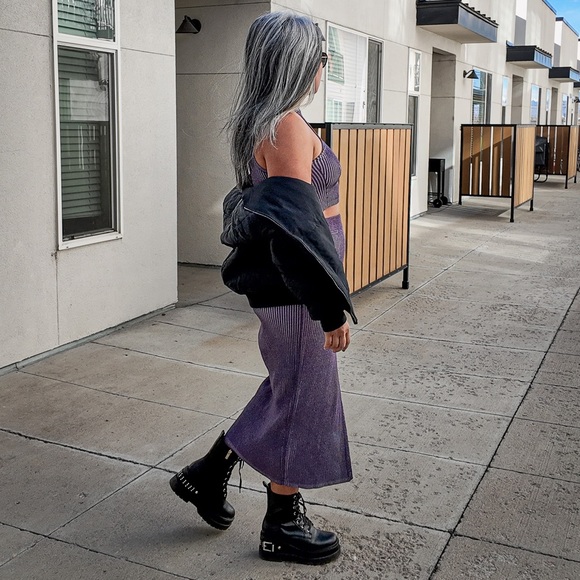 Le Ore two piece purple set M euc - Picture 5 of 5